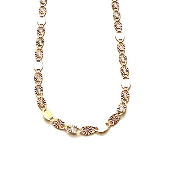 14k solid Yellow White Rose Gold Necklace DC Star Tri Color Solid 3 mm 22" - Picture 4 of 6